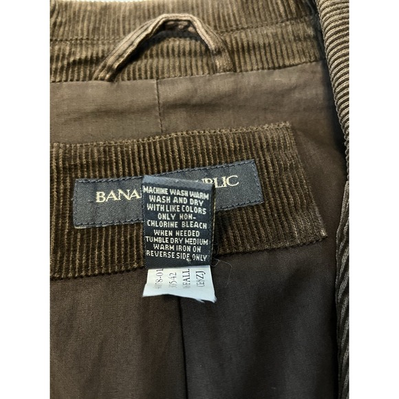 Banana Republic Mens‎ Sz Lg Vtg Y2K Chocolate Brown 3 Button Corduroy Blazer - Picture 8 of 16